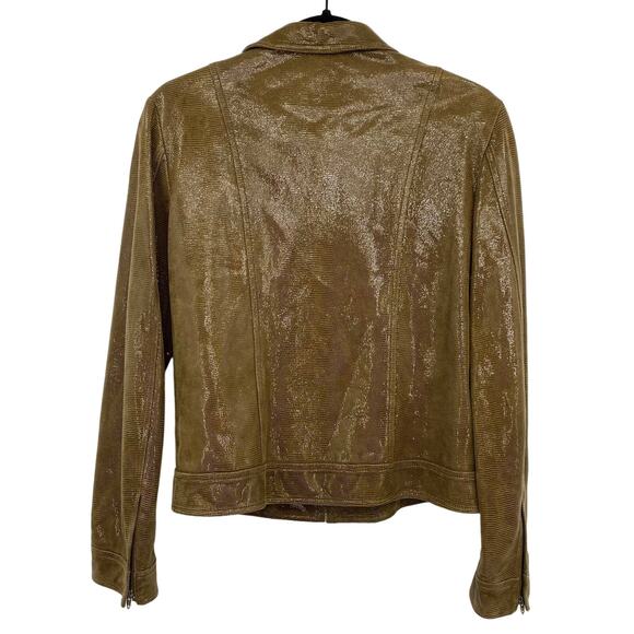 Vintage 90s Alberta Ferretti Jacket Lambskin Metallic Silver Womens Size 8 - Picture 3 of 10